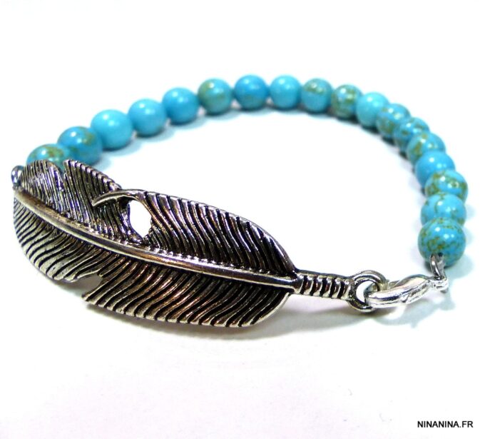 N4689b_bracelet_plume_argent_et_turquoises