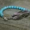 N4689bisc_Bracelet_plume_metal_argente_et_turquoises_veritables