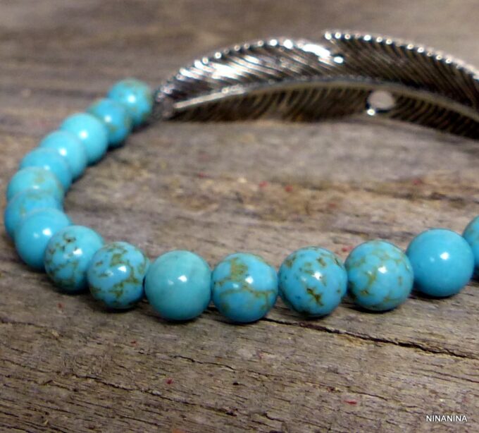 N4689bisf_Bracelet_plume_metal_argente_et_turquoises_veritables