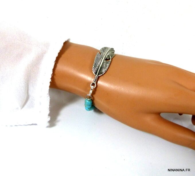 N4689h_bracelet_plume_argent_et_turquoises