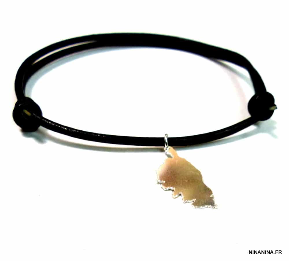 Bracelet Cordon cuir Corse Argent 925 massif – Image 3