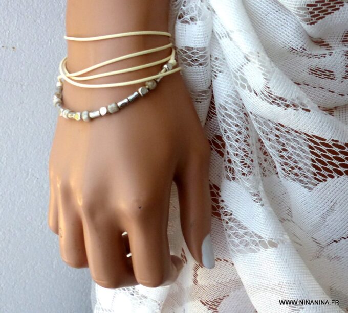 N4706c_bracelet_wrap_minimaliste_perles_carrees_argent_-_Bijoux_Bracelets_en_ligne_Ninanina