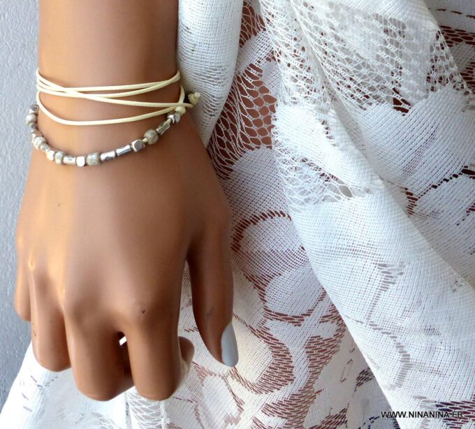 N4706e_bracelet_wrap_minimaliste_perles_carrees_argent_-_Bijoux_Bracelets_en_ligne_Ninanina