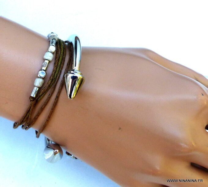 N4706h_bracelet_wrap_minimaliste_perles_carrees_argent_-_Bijoux_Bracelets_en_ligne_Ninanina