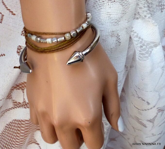 N4706j_bracelet_wrap_minimaliste_perles_carrees_argent_-_Bijoux_Bracelets_en_ligne_Ninanina