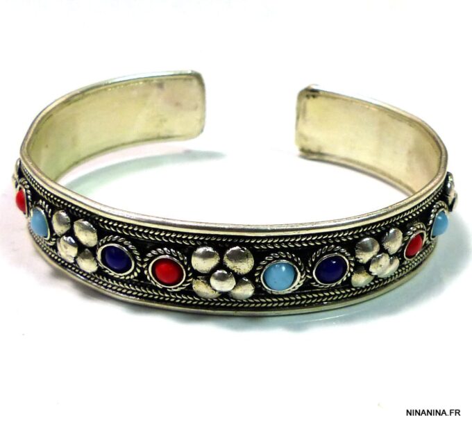 N4732a_bracelet_manchette_corail_lapis_lazuli_argent_tibetain