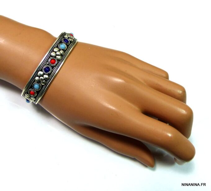 N4732c_bracelet_manchette_corail_lapis_lazuli_argent_tibetain