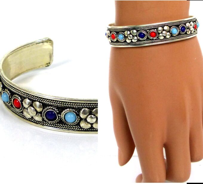 N4732e_bracelet_manchette_corail_lapis_lazuli_argent_tibetain