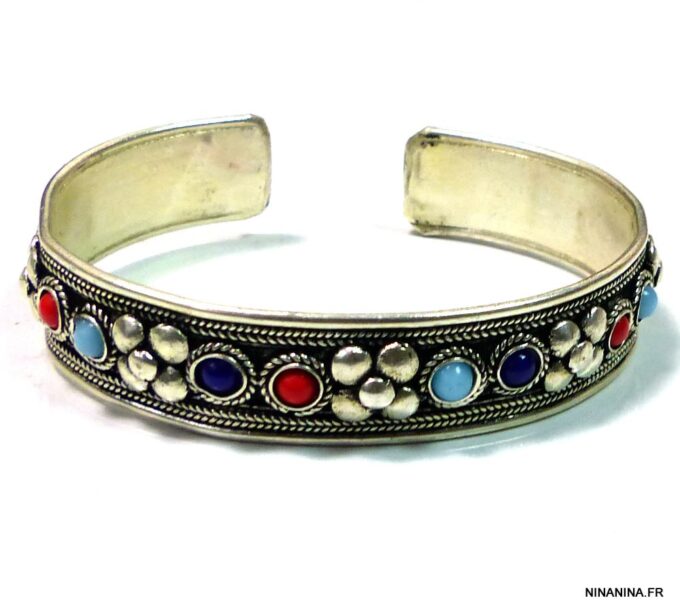 N4732h_bracelet_manchette_corail_lapis_lazuli_argent_tibetain