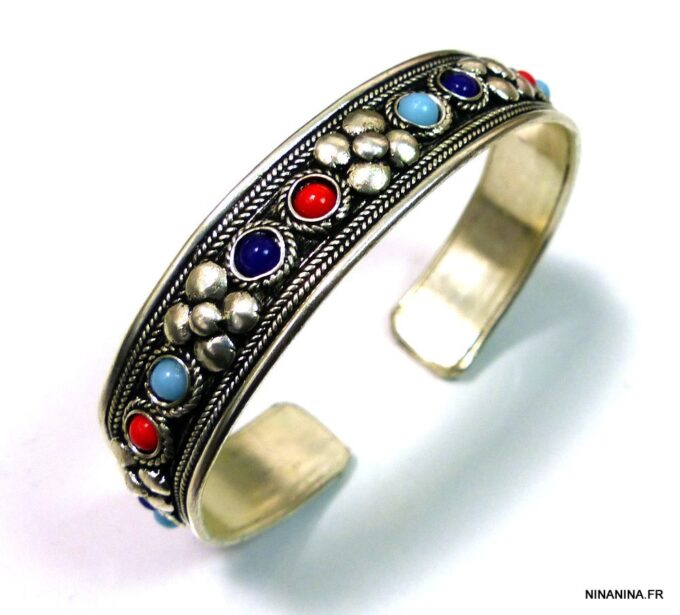 N4732i_bracelet_manchette_corail_lapis_lazuli_argent_tibetain