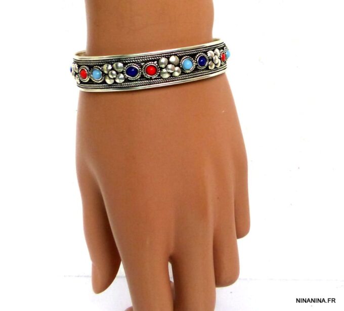 N4732k_bracelet_manchette_corail_lapis_lazuli_argent_tibetain