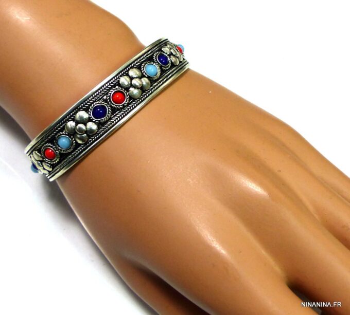 N4732o_bracelet_manchette_corail_lapis_lazuli_argent_tibetain