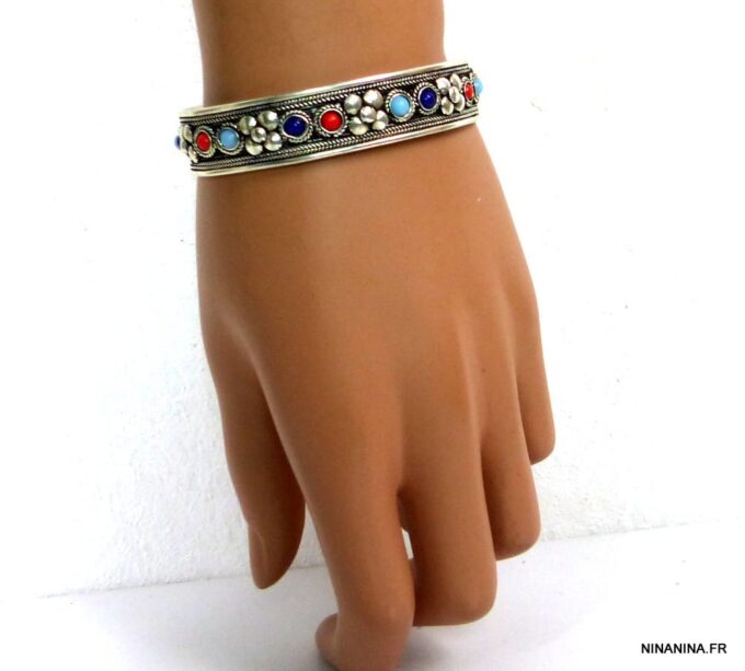 N4732q_bracelet_manchette_corail_lapis_lazuli_argent_tibetain