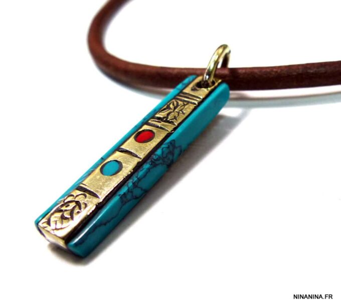 N4741b_collier_cordon_cuir_amulette_rectangle_turquoise