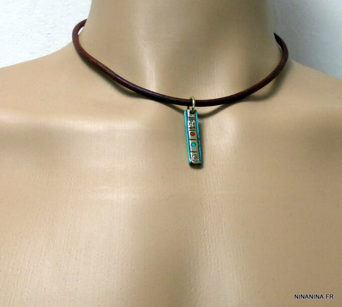 N4741e_collier_cordon_cuir_amulette_rectangle_turquoise