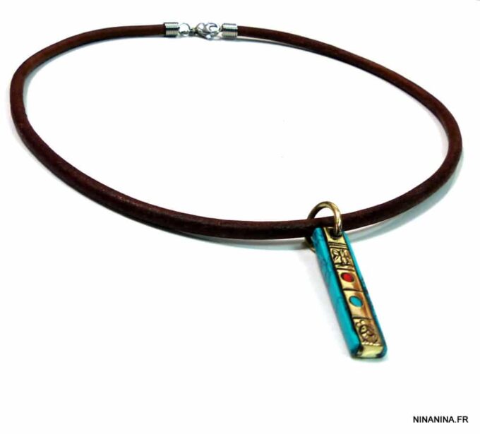 N4741h_collier_cordon_cuir_amulette_rectangle_turquoise