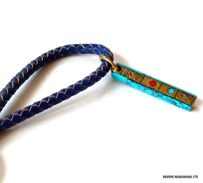 N4743A_Porte_cle_homme_cuir_amulette_tibetaine_turquoise_-_Bijoux_Accessoires_en_ligne_NINANINA