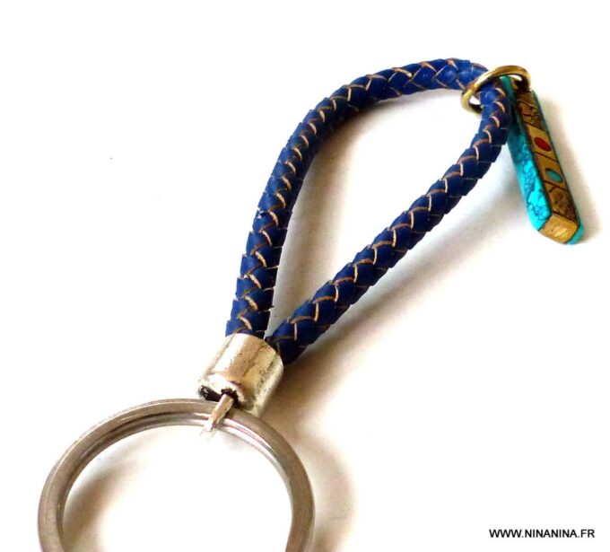 N4743B_Porte_cle_homme_cuir_amulette_tibetaine_turquoise_-_Bijoux_Accessoires_en_ligne_NINANINA