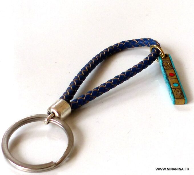 N4743_Porte_cle_homme_cuir_amulette_tibetaine_turquoise_-_Bijoux_Accessoires_en_ligne_NINANINA