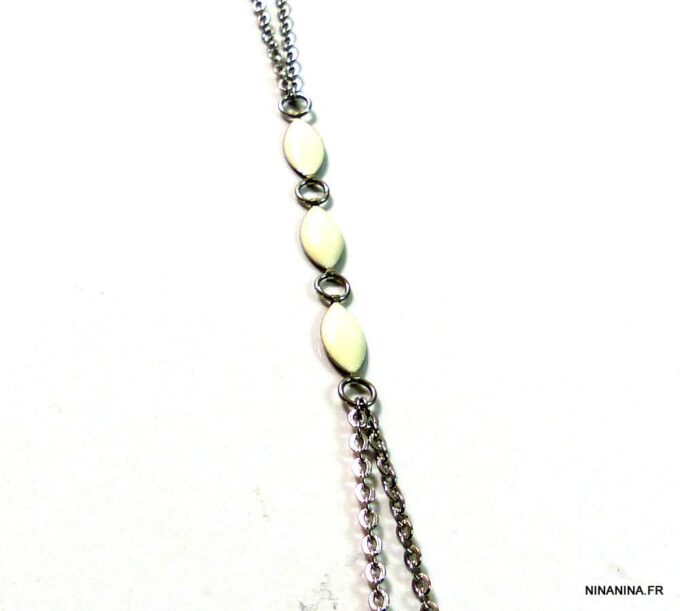 N4756bise_chaine_de_corps_acier_inoxydable_emaille_blanc