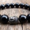 N4790b_Bracelet_elastique_homme_bouddha_metal_argent_agate_onyx_noir_brillant_-_Bijoux_Bracelets_en_ligne_Ninanina