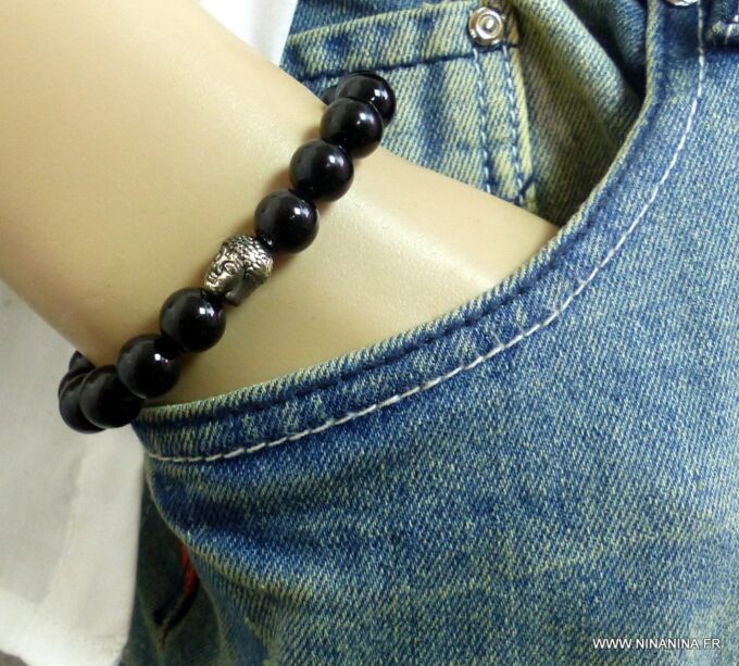 N4790b_Bracelet_homme_strech_bouddha_perles_agates_noires_NINANINA