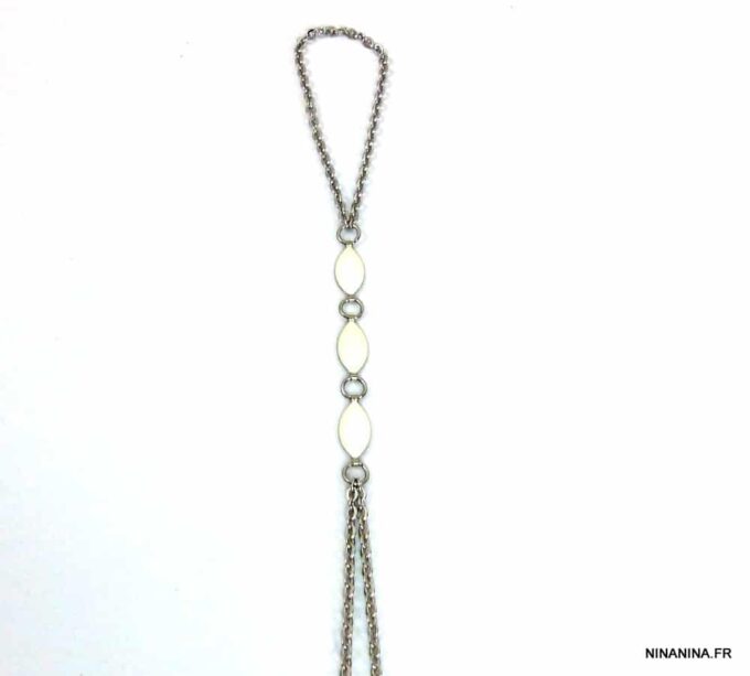 N4805a_chaine_de_pied_acier_inoxydable_emaillee_blanche