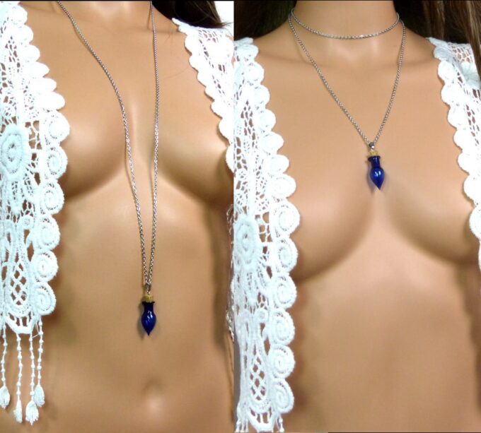 N4841b_collier_cordon_acier_inoxydable_fiole_verre_bleu_personnalise