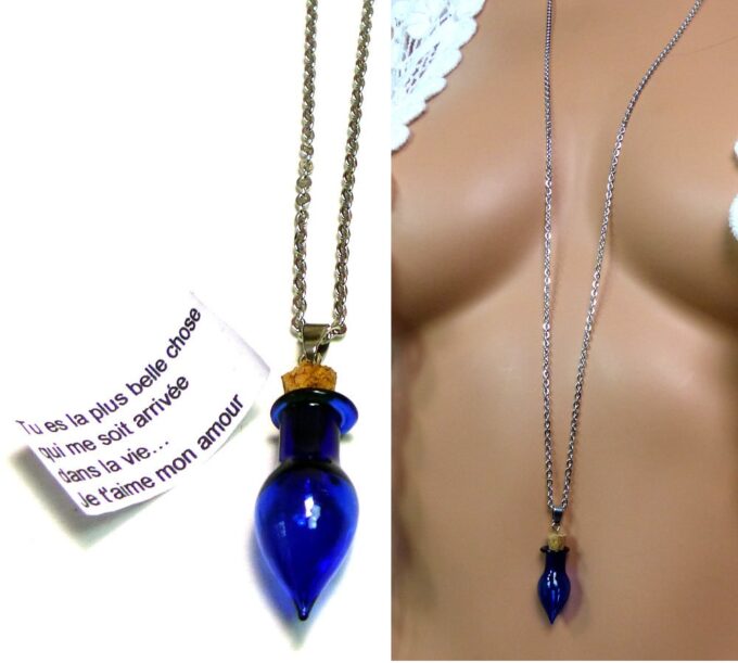 N4841f_collier_cordon_acier_inoxydable_fiole_verre_bleu_personnalise