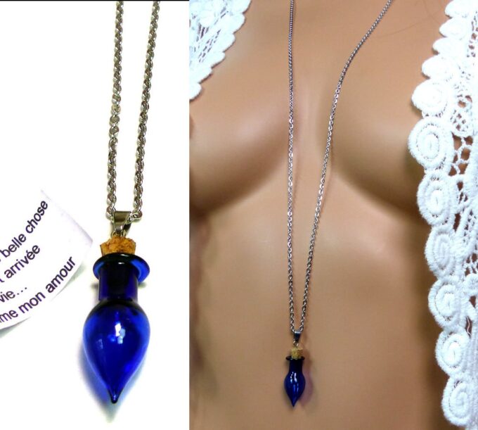 N4841l_collier_cordon_acier_inoxydable_fiole_verre_bleu_personnalise