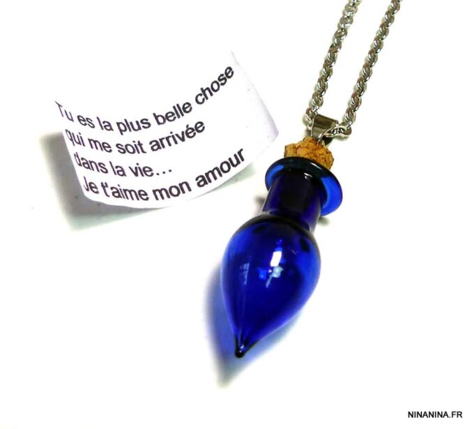 N4841n_collier_cordon_acier_inoxydable_fiole_verre_bleu_personnalise