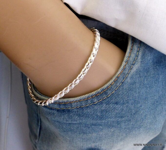 N4855a_Bracelet_homme_plaque_Argent_maille_serpent_torsadee_-_Bijoux_Bracelets_en_ligne_Ninanina
