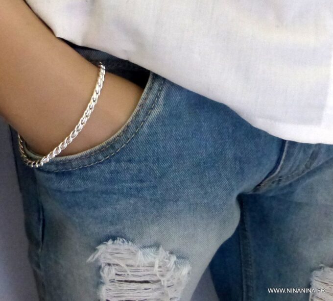 N4855e_Bracelet_homme_plaque_Argent_maille_serpent_torsadee_-_Bijoux_Bracelets_en_ligne_Ninanina