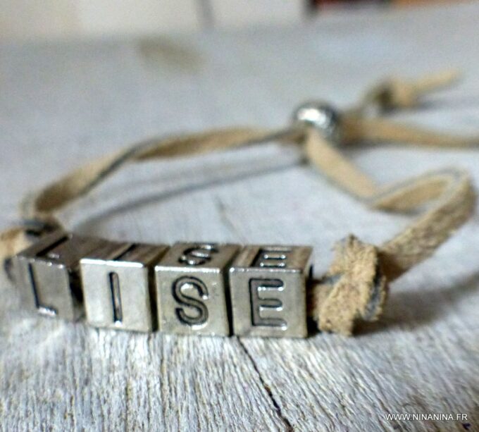 N5442b Bracelet personnalisé femme pas cher lettres carrées Bijoux Bracelets en ligne Ninanina