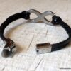 N6541h Bracelet homme infinity acier inoxydable lacet cuir noir - Bijoux Bracelets en ligne Ninanina