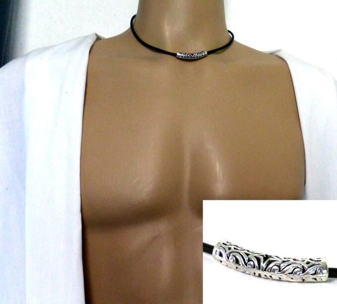 N962E_Collier_homme_femme_mixte_tube_metal_argente_cordon_cuir_NINANINA