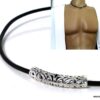 N962_Collier_homme_femme_mixte_tube_metal_argente_cordon_cuir_NINANINA