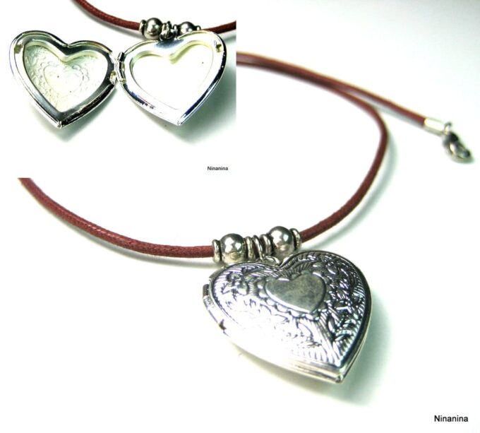 N056ter collier cordon coeur porte-photo