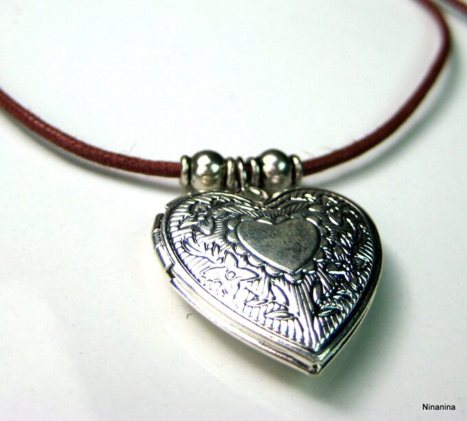 N056tera collier cordon coeur porte-photo