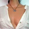 N056terterc collier cordon coeur porte-photo argent