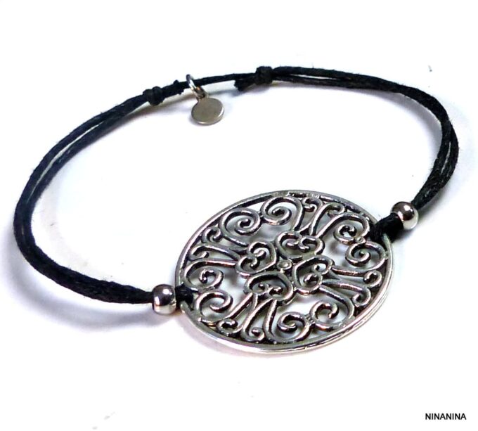 N1009tera Bracelet femme cordon fil métal argenté