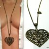 N1014ter collier long coeur métal bronze