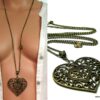 N1014terd collier long coeur métal bronze