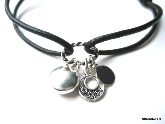 N1056terb bracelet cuir et argent massif