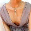 N1074A collier femme fiole de parfum fleur argent NINANINA