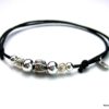 N1085ter bracelet cordon cuir et perles argent massif