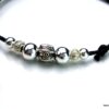 N1085tera bracelet cordon cuir et perles argent massif