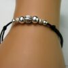 N1085terb bracelet cordon cuir et perles argent massif