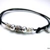 N1085terf bracelet cordon cuir et perles argent massif