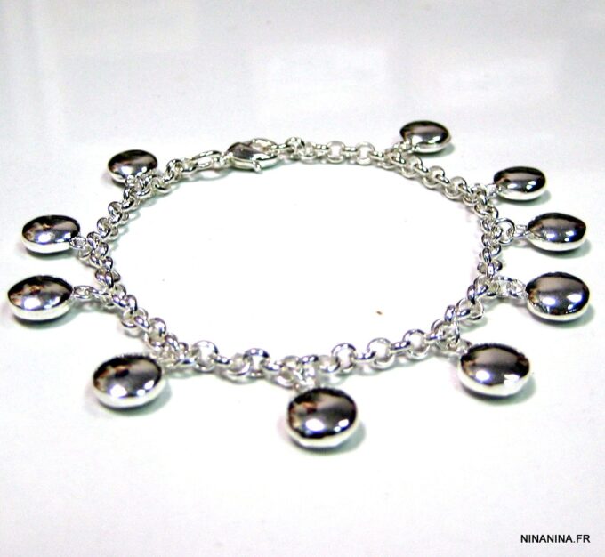 N1136tera bracelet pampilles plaqué argent